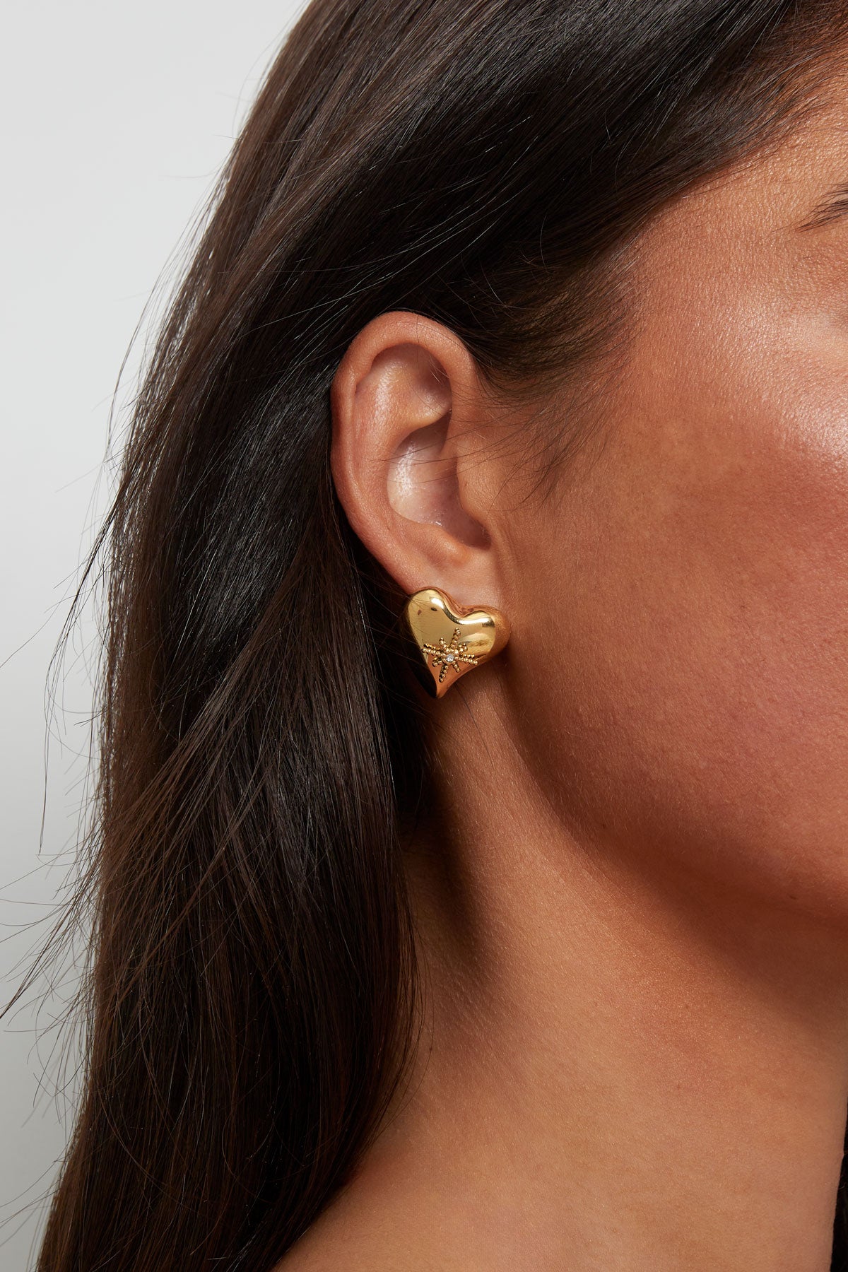 Stone Heart Stud Oorbel