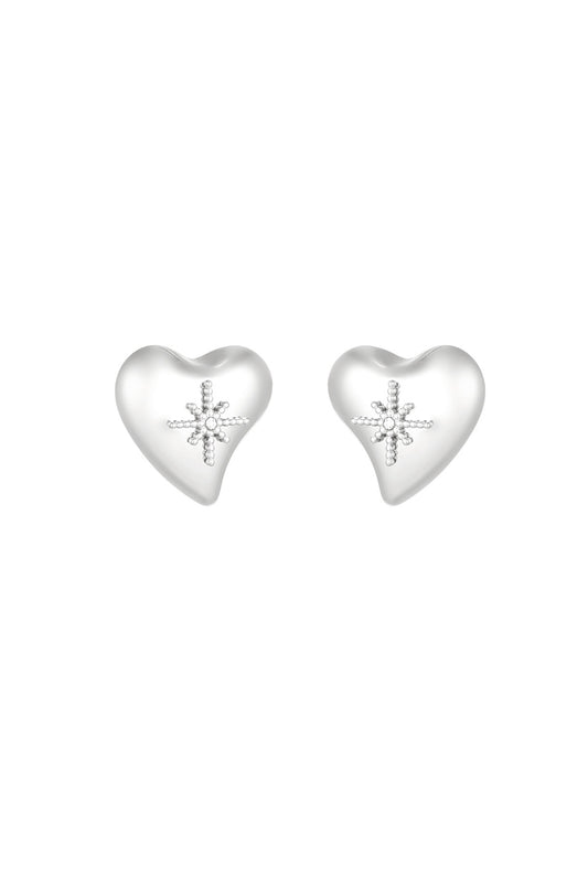Stone Heart Stud Oorbel