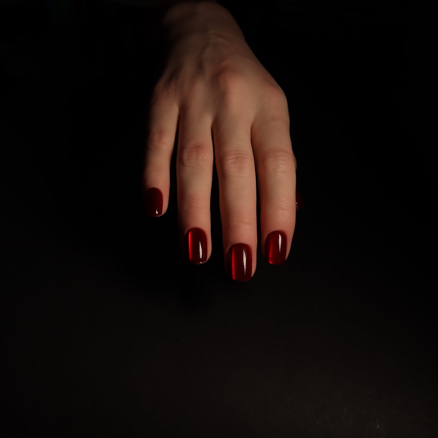 Cat Eye Red Short Square Soft Gel Press-Ons