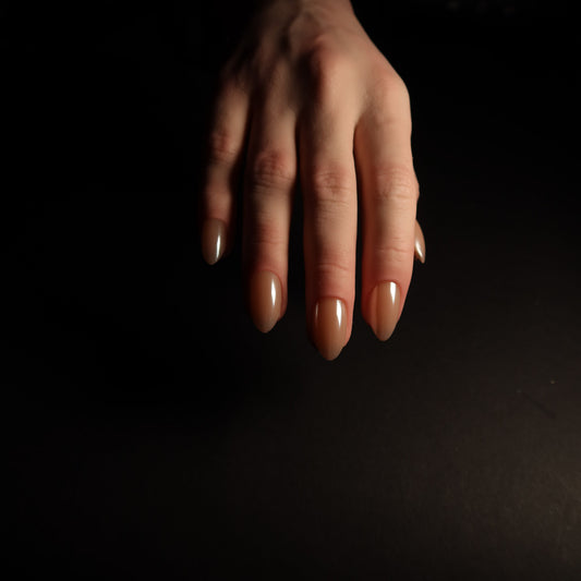 Nude Chrome Medium Almond Soft Gel Press-Ons